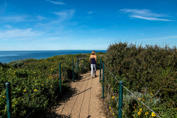 woman hiking on trail