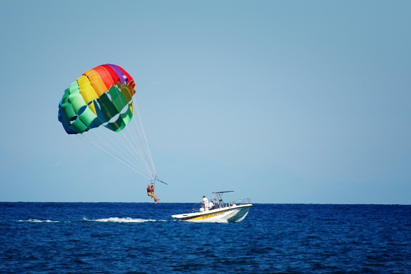 parasailing in the ocean
