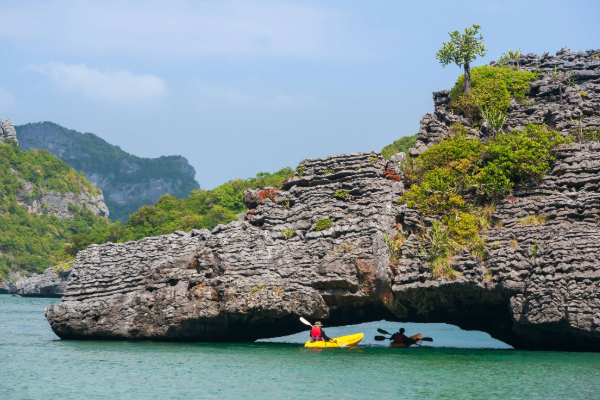 Kayak on the water in channel islands
